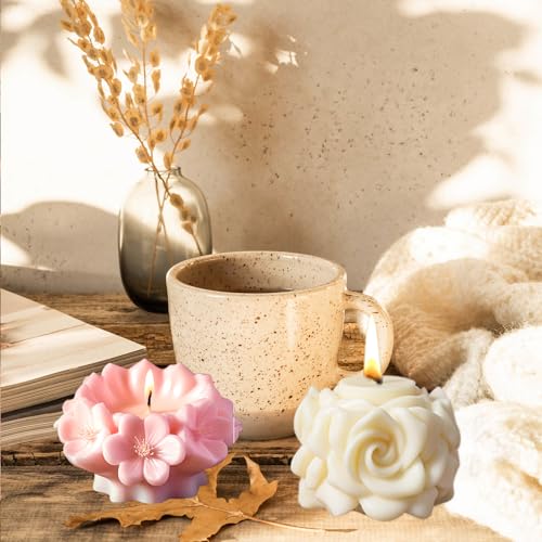 2 Pack Candle Molds Rose Flower Column Silicone Molds