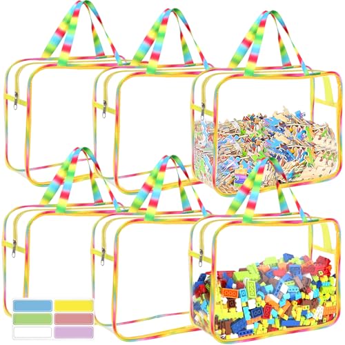 6 Packs Large Toy Storage Bags with Labels (6 Count)