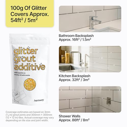 Gold Holographic Fibre Strands Glitter Grout Additive 100g (3.52 Ounce)