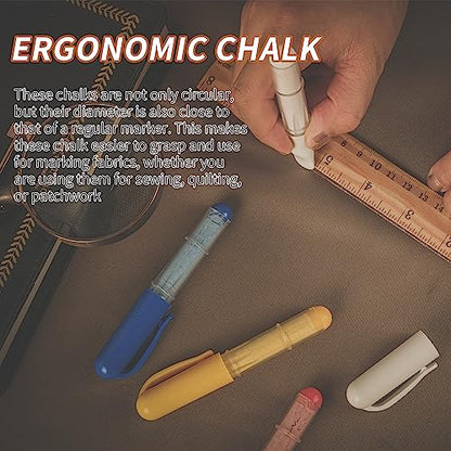 4-pack) Fabric Chalk Markers (Red, Yellow, Blue, White) -Erase Tailor’s Chalk for Quilting and Sewing - Compatible with Most Fabrics - With Dosing Wheel Technology, 4 Colors (4 Count)