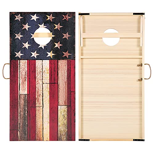 Solid Wood Classic Cornhole Set Flag Pattern Cornhole Outdoor Game