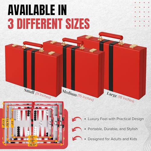 Premium Backgammon 15" Medium Red