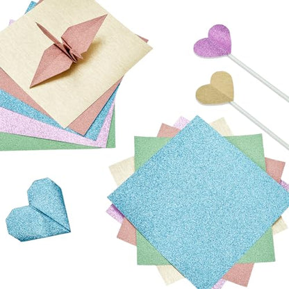 Pastel Glitter Origami Paper (50 Count)