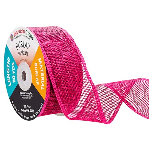 1 1 2 Inch Wide Hot Pink Burlap Ribbon for Crafts (60 Foot)