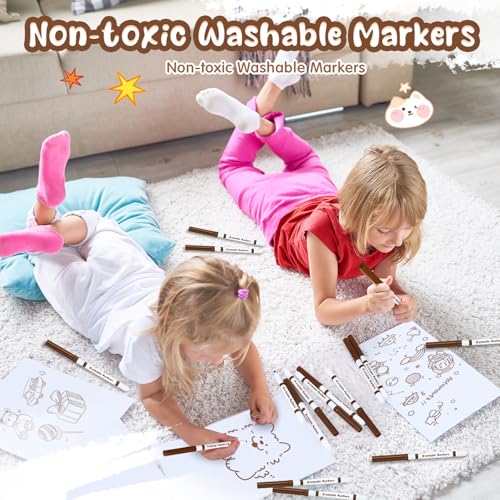 18 Pcs Line Washable Markers Brown Fine Tip Markers for Kid (18 Count)