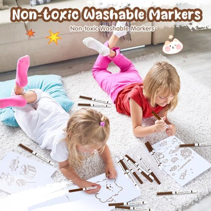 18 Pcs Line Washable Markers Brown Fine Tip Markers for Kid (18 Count)