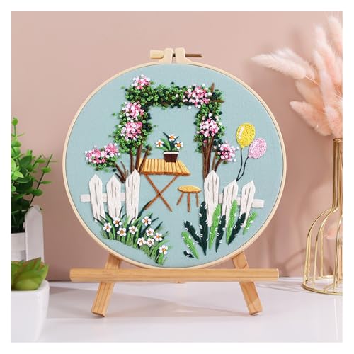 Embroidery Starter Kit Leisure Life Series Starter for Adult Stamped Pattern with Instructions Crafts for Adults