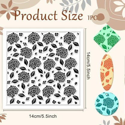 Hydrangea Texture Polymer Clay Texture Sheets Flowers Leaves Pattern Silicone Texture Stamp Clay Modeling Pattern Pad Texture Sheets for Polymer Clay Making Earrings Jewelry