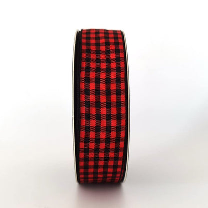 Red and Black Gingham Plaid Checked Ribbon 25 Yards Each Roll 100% Polyester