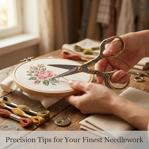 Needlepoint Scissors with Leather Sheath