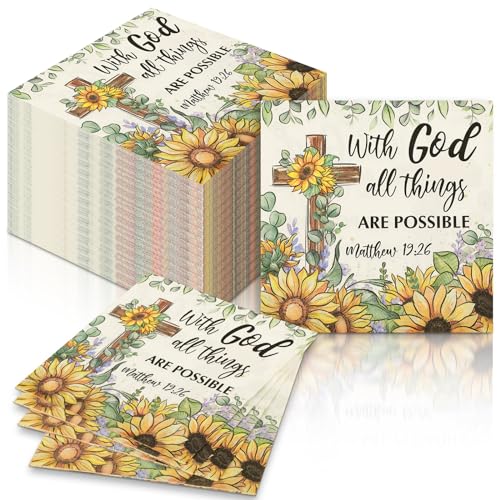 60 Pcs Sunflower Christian Cocktail Paper Napkins 6.5 x 6.5 Inches