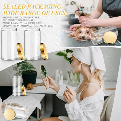 12 Pack 32 oz Plastic Container Jars with Lids Round Clear Travel Cosmetic Container Slime Jars for Toiletries (12 Count)