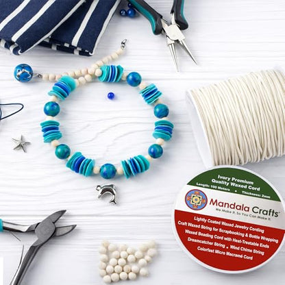 2mm 109 Yards Green Cotton Waxed Cord for Jewelry Making Bracelet Cord Waxed String (327 Foot)