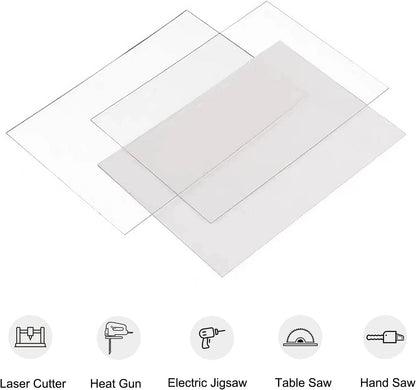 10 Pack 12x12x.02” Clear Plastic Sheet, Plexiglass Craft Plastic Sheets PET Flexible Lightweight Clear Plastic Sheets for DIY Craft Projects, Picture Frames(10, 12” x 12”x 0.02”)
