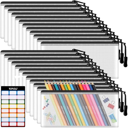 24pcs Mesh Zipper Pouch Bags 9.3 x 4.7 Inches