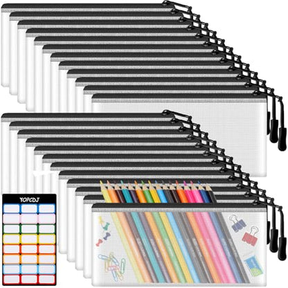 24pcs Mesh Zipper Pouch Bags 9.3 x 4.7 Inches