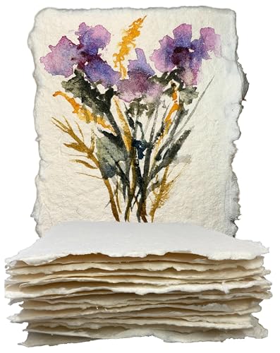 Thick Handmade Watercolor Paper with Deckled Edge (15 Count)