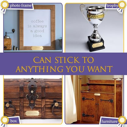 24 Pcs Engraved Name Plate 1" x 3" Personalized Name Plates Trophy Plates Solid Metal Blank with Adhesive Backing and Screws for Trophy Picture Frame Memorial Sign (24 Count)