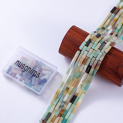 Natural Amazonite Rectangle Tube Beads 4x13mm 38cm (28 Count)