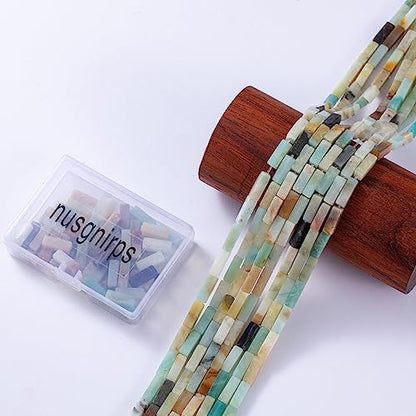 Natural Amazonite Rectangle Tube Beads 4x13mm 38cm (28 Count)