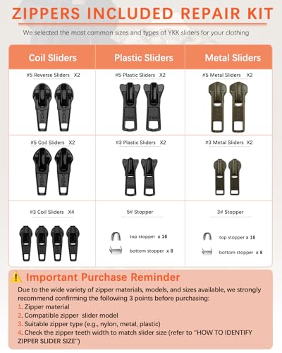 Zipper Repair Kit for YKK Metal (31 Count)