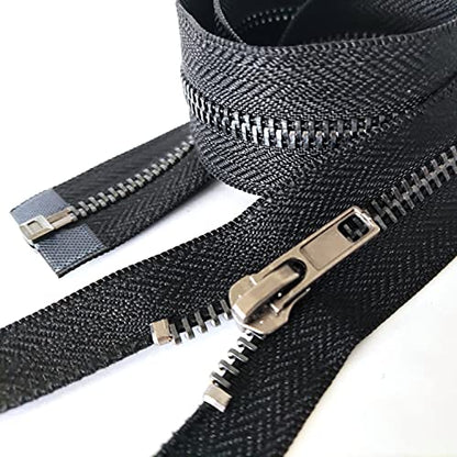 Zipper 5# 26 Inch Metal Zippers Black Nickel 66cm Separating Zipper for Sewing Jackets Bag Crafts Handmade Replacement Zipper for Repair Coat Bulk 2pcs (2 Count)
