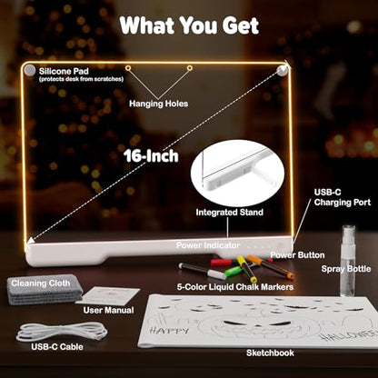 16" Rechargeable LED Drawing Board with 9