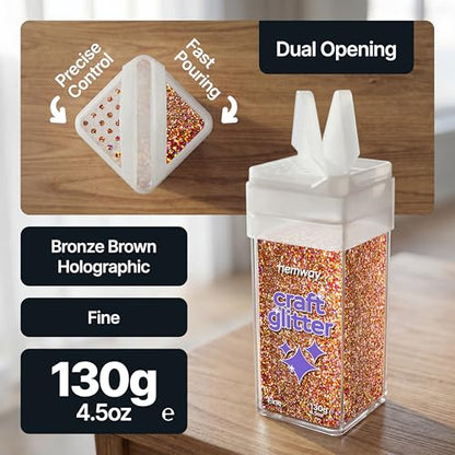 Craft Glitter Shaker Bronze Brown Holographic 110g Fine (4.6 Ounce)