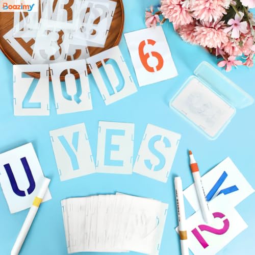 2.5 Inch 42 Pcs Reusable Letter Number Symbol Stencils (42 Count)