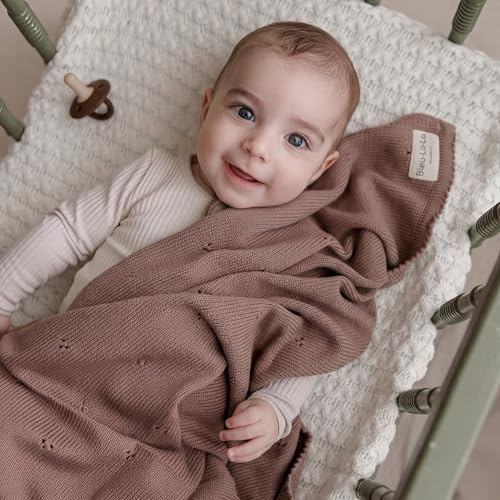 100% Luxury Organic Cotton Pointelle Knit Baby Blanket
