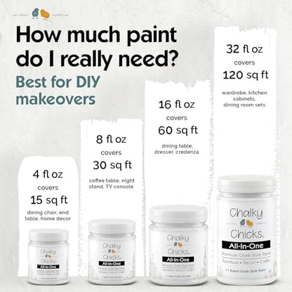 Powdered Snow 16 Fl Oz Chalk Paint for Furniture All in One