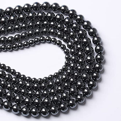 51pcs 8mm AAA Black Hematite Beads Natural Stone Gemstone Round Loose Beads for Jewelry Making DIY Bracelets Necklace Earrings (16 Count)
