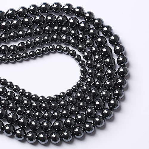 36pcs 12mm AAA Black Hematite Beads Crystal Energy Stone Healing Power Natural Stone Gemstone Round Loose Beads for Jewelry Making DIY Bracelets (16 Count)