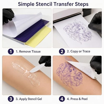 Tattoo Transfer Paper 50 Sheets A4 Size 4 (50 Count)