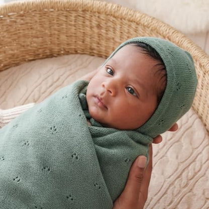 100% Luxury Organic Cotton Pointelle Knit Baby Quilt Blanket