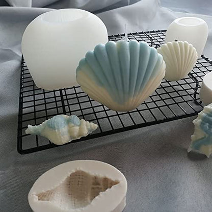 4 Pack Silicone Conch Resin Sea Shell Mold for Candles and Soap