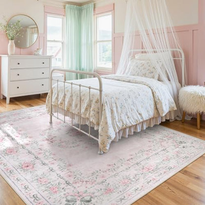 Floral Bow Print 8x10 Area Rugs