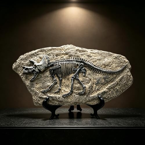 Resin Triceratops Dinosaur Fossil Statue Model Simulated Skeleton Home Office Display Decorative Craft Box Decoration