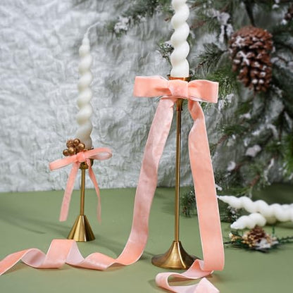 Peach Pink Thin Velvet Ribbon
