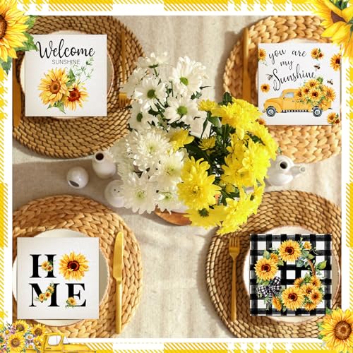 200 Pieces Summer Sunflower Cocktail Napkins 2