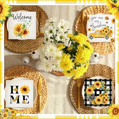 200 Pieces Summer Sunflower Cocktail Napkins 2
