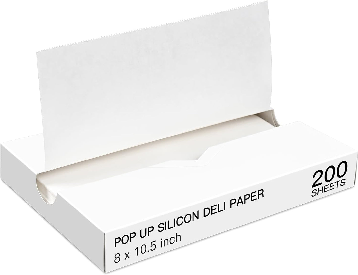 Precut POP UP Deli Paper Sheet Pack of 200, Interfolded Heavy Paper for Food Wrap and Serving (8" x 10-1/2", White）