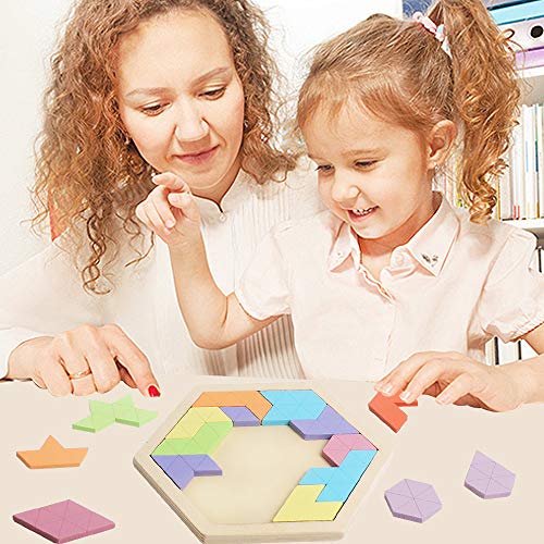 Wooden Hexagon Tangram Puzzle (14 Count)