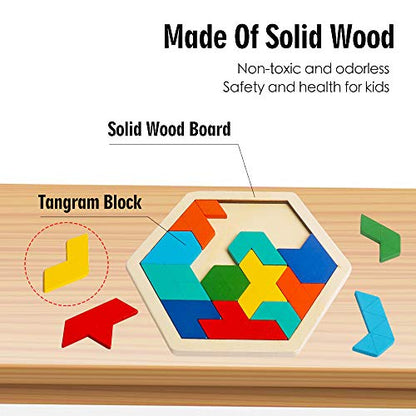 Wooden Hexagon Puzzle (16 Count)