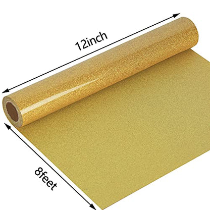 Glitter Gold Heat Transfer Vinyl HTV Rolls