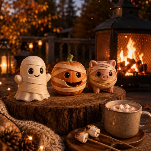 3Pcs 3D Halloween Silicone Molds Pumpkin Ghost Pig for Candle Resin Soap (3 Count)