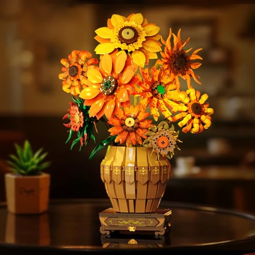 Sunflower Building Set with Light Vase Base