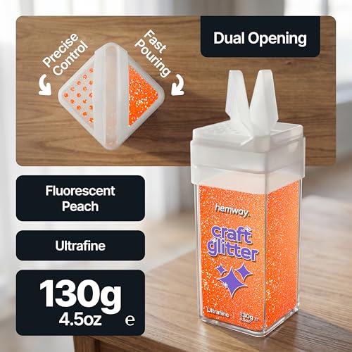 Craft Glitter Shaker Fluorescent Peach 130g Ultrafine (4.5 Ounce)