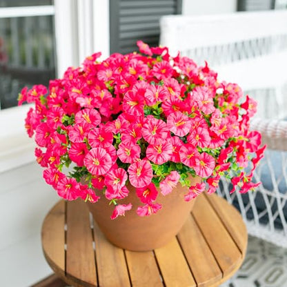 Fake Plants Artificial Flowers for Outdoor Outside Decor (12 Count)
