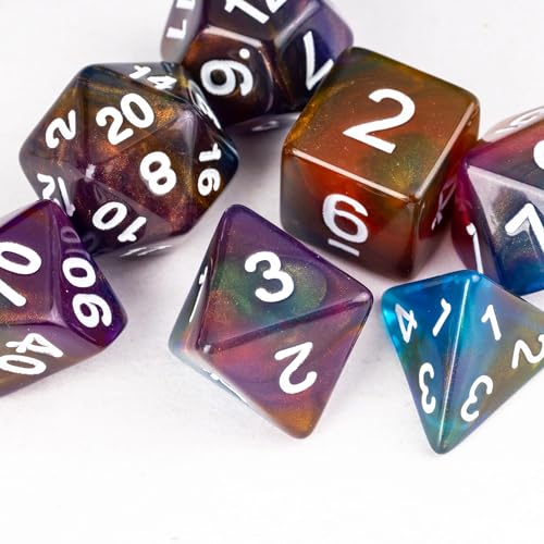 7 Die DND Dice Set Polyhedral Dice Set with a Leather Dice Bag (7 Count)